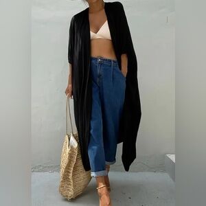 NEW! Summer Boho Chic Maxi Kimono Robe/cover-up. One Size. Black